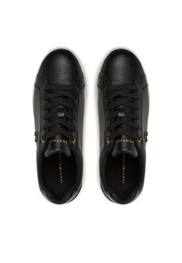 TOMMY HILFIGER - Tommy Hilfiger Sneakersy Th Platform Court Sneaker FW0FW08614 Czarny. Kolor: czarny. Materiał: skóra. Obcas: na platformie