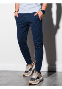 Ombre Clothing - Spodnie męskie dresowe joggery P952 - granatowe - XXL. Kolor: niebieski. Materiał: dresówka #5