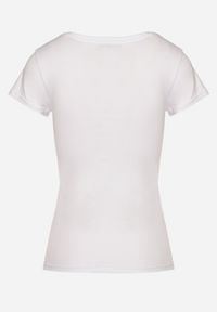 Born2be - Biały Bawełniane T-shirt z Cyrkoniami i Napisem Readia. Okazja: na co dzień. Kolor: biały. Materiał: bawełna. Wzór: napisy. Styl: klasyczny, casual #3