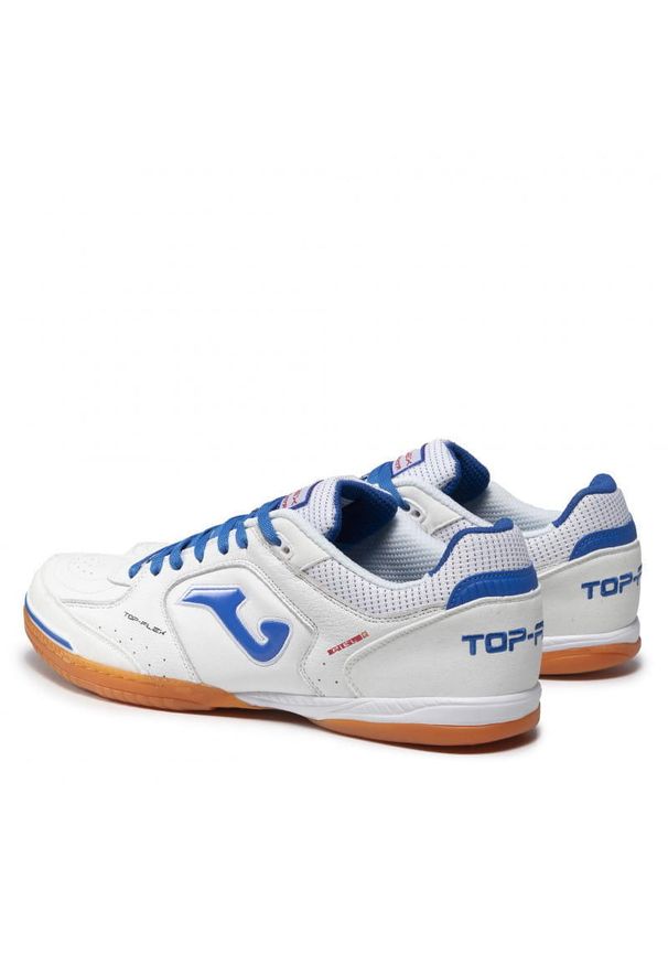 Buty piłkarskie męskie Joma Top Flex 2301 Indoor. Zapięcie: sznurówki. Kolor: biały, wielokolorowy, niebieski. Materiał: guma, materiał, skóra, syntetyk. Szerokość cholewki: normalna. Sport: piłka nożna