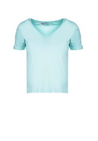 Born2be - Jasnoniebieski T-shirt Echiseise. Kolor: niebieski. Materiał: dzianina. Długość rękawa: krótki rękaw. Długość: krótkie #3