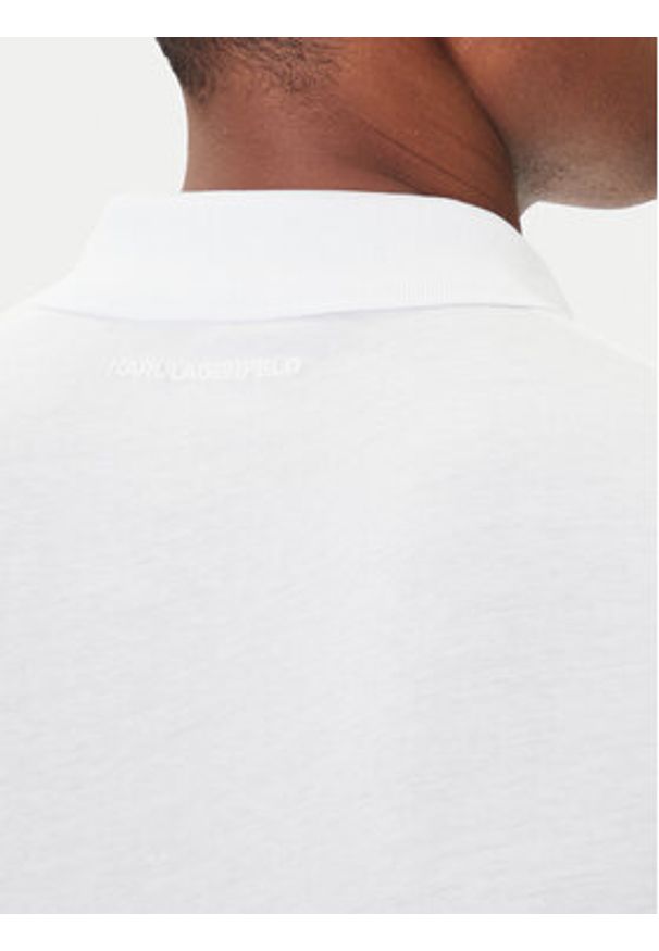 Karl Lagerfeld - KARL LAGERFELD Polo 745710 500224 Biały Regular Fit. Typ kołnierza: polo. Kolor: biały. Materiał: bawełna