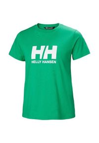 Koszulka sportowa damska Helly Hansen Hh Logo. Kolor: zielony. Materiał: bawełna. Długość rękawa: krótki rękaw. Długość: krótkie