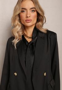 Renee - Czarna Marynarka z Klapami Ruqae. Kolor: czarny. Wzór: aplikacja #5