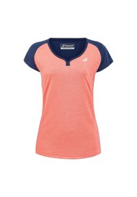 Koszulka tenisowa damska Babolat Play Cap Sleeve. Kolor: wielokolorowy, pomarańczowy, różowy, niebieski. Długość rękawa: krótki rękaw. Długość: krótkie. Sport: tenis