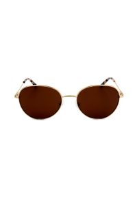 Calvin Klein okulary przeciwsłoneczne męskie kolor złoty. Kształt: okrągłe. Kolor: złoty #1