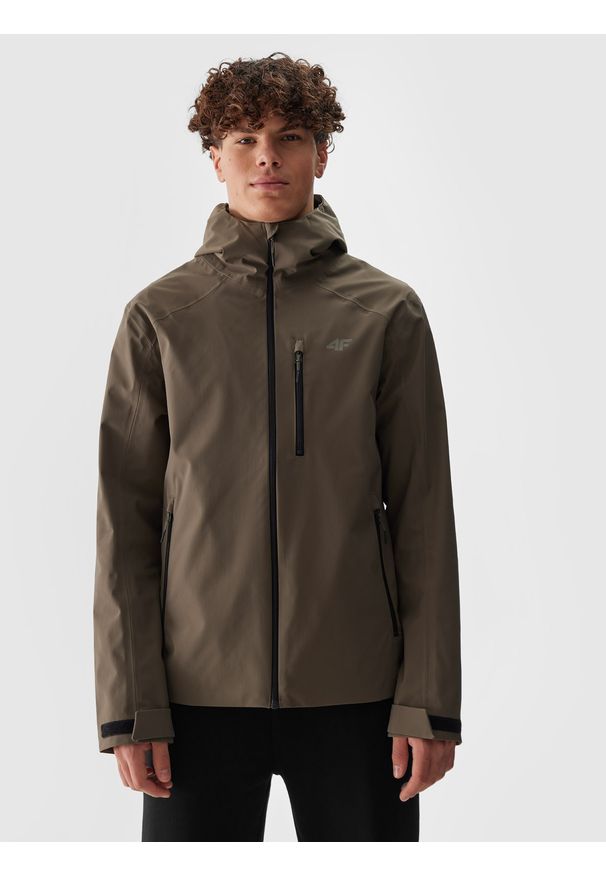 4f - 4F Kurtka przejściowa membrana 5000 męska - khaki 3XL. Okazja: na co dzień. Typ kołnierza: kaptur, kołnierzyk stójkowy. Kolor: oliwkowy, wielokolorowy, brązowy. Materiał: syntetyk, dzianina, tkanina, materiał. Wzór: gładki. Styl: casual, sportowy, klasyczny