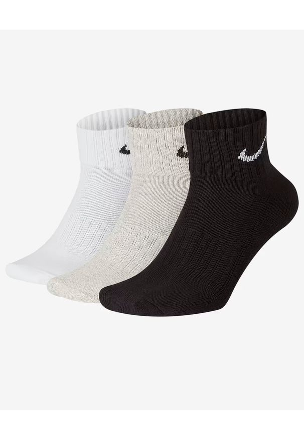 Nike U NK V CUSH ANKLE- 3P VALUE Skarpety Unisex. Kolor: szary. Materiał: syntetyk, bawełna, materiał