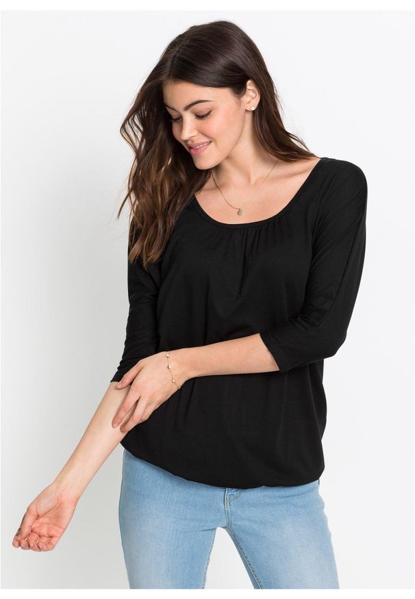 bonprix - Bluzka oversize z mieszanki wiskozy. Kolor: czarny. Materiał: wiskoza