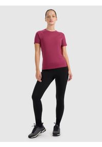 4f - 4F Koszulka trekkingowa z wełną merino damska - różowa XL. Kolor: różowy. Materiał: wełna