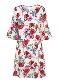 Cellbes - Sukienka w kwiaty z rękawami z falbanką. Materiał: tkanina, jersey. Wzór: kwiaty #4