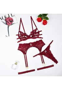 Intica - Koronkowy komplet bielizny na romantyczne wieczory Estrid. Kolor: czerwony. Materiał: koronka. Długość: krótkie. Wzór: koronka #1