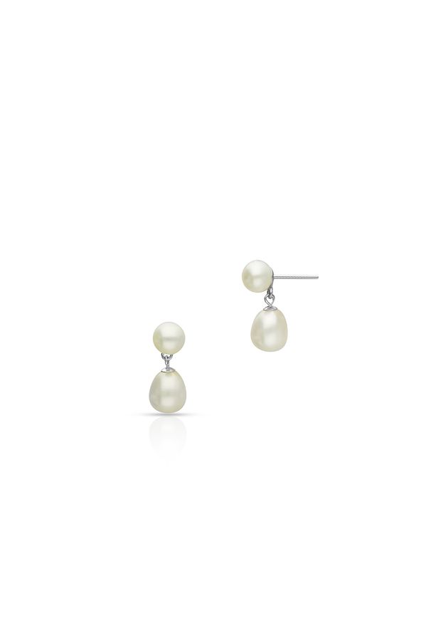 W.KRUK - Kolczyki srebrne z perłami. Materiał: srebrne. Kolor: srebrny. Kamień szlachetny: perła