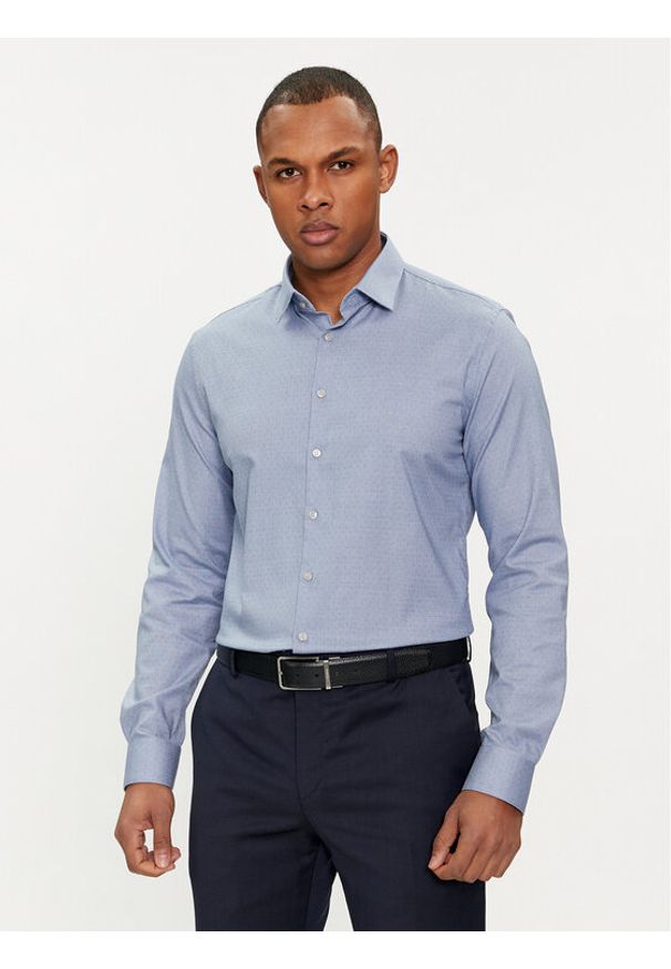 Calvin Klein Koszula K10K112305 Niebieski Slim Fit. Kolor: niebieski. Materiał: bawełna