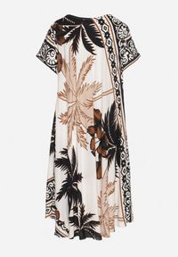 Born2be - Czarna Sukienka z Wiskozy o Rozkloszowanym Kroju w Roślinny Wzór Miratiela. Okazja: na co dzień. Kolor: czarny. Materiał: wiskoza. Długość rękawa: krótki rękaw. Sezon: wiosna, lato. Styl: casual, elegancki #7