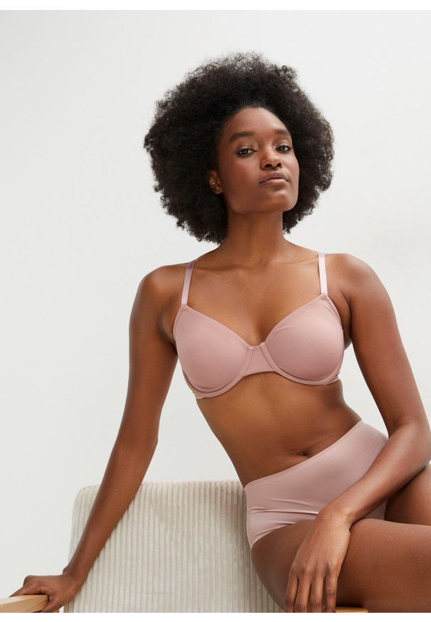 bonprix - Figi panty Feel Comfort bezszwowe (3 pary). Kolor: różowy. Materiał: materiał