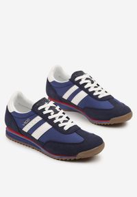 Renee - Granatowe Sneakersy Vico z Ozdobnymi Paskami Voinea. Zapięcie: pasek. Kolor: niebieski. Materiał: jeans. Wzór: paski. Sezon: lato