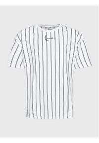 Karl Kani T-Shirt Small Signature Heavy Jersey Pinstripe 6037301 Biały Relaxed Fit. Kolor: biały. Materiał: jersey, bawełna