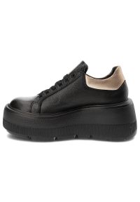 Czarne Sneakersy Armodo Modne Obuwie Damskie Na Platformie. Zapięcie: sznurówki. Kolor: czarny. Materiał: jeans, skóra. Obcas: na platformie. Sport: turystyka piesza #7