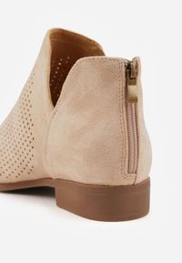 Born2be - Jasnobeżowe Płaskie Botki Vices z Wycięciem Felilia. Okazja: na co dzień. Kolor: beżowy. Materiał: jeans. Styl: casual, elegancki #6