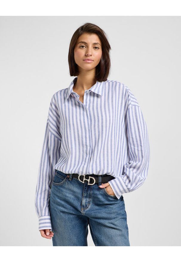 Lee - DAMSKA KOSZULA LEE ELASTICATED SHIRT SURF BLUE STRIPE 112363503