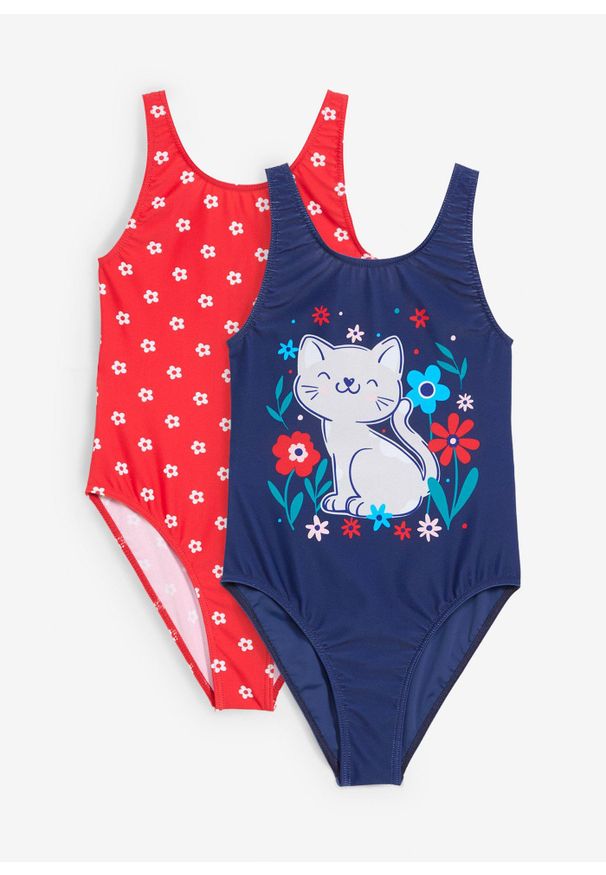 bonprix - Kostium kąpielowy (2 szt.). Kolor: czerwony