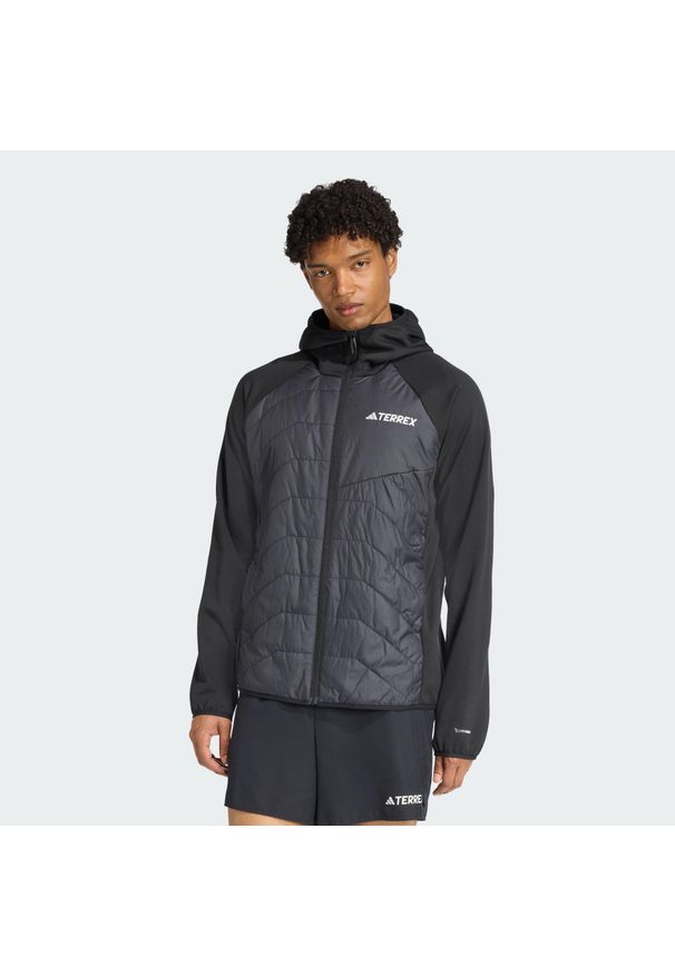Adidas - Ocieplana hybrydowa kurtka z kapturem Terrex Multi CLIMAWARM. Typ kołnierza: kaptur. Kolor: czarny. Technologia: ClimaWarm (Adidas). Sport: turystyka piesza