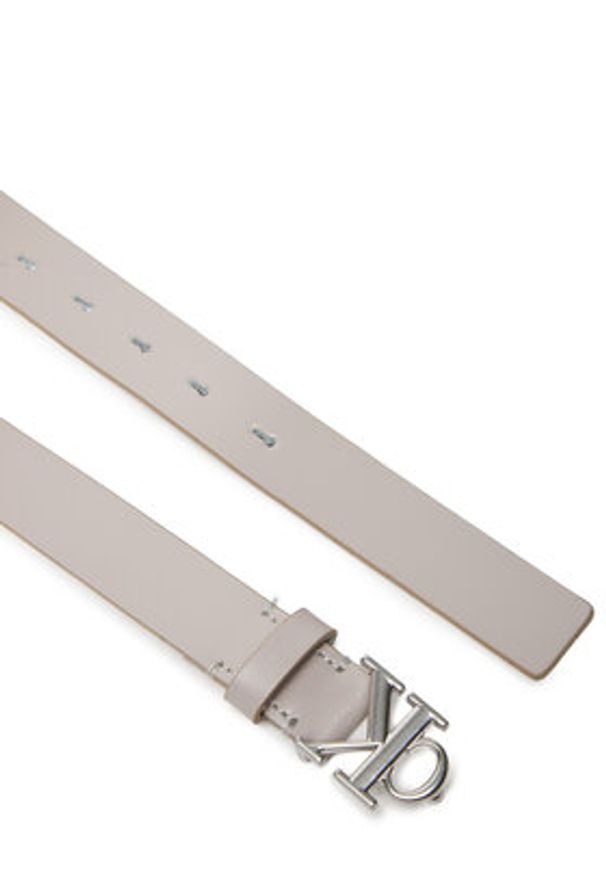 Calvin Klein Pasek Damski Monogram Plaque Buckle 25Mm LV04K7017G Biały. Kolor: beżowy. Materiał: skóra