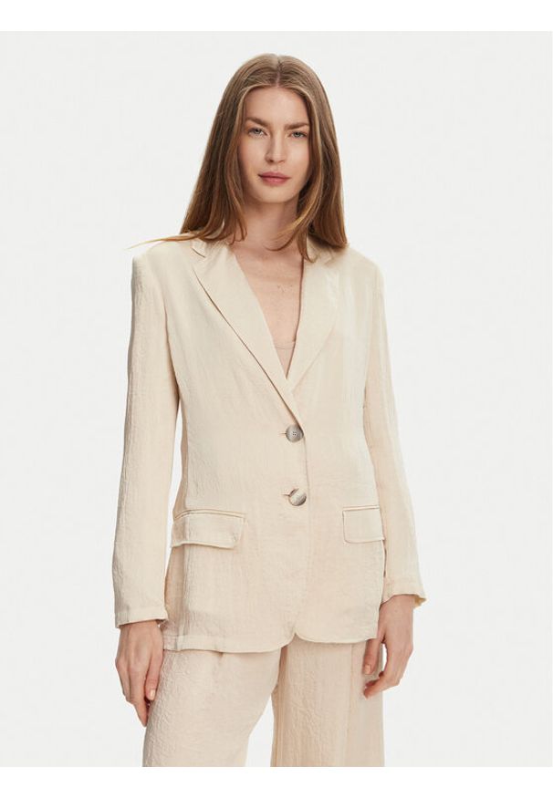 Marella Marynarka Selz 2513041085 Écru Regular Fit. Materiał: acetat