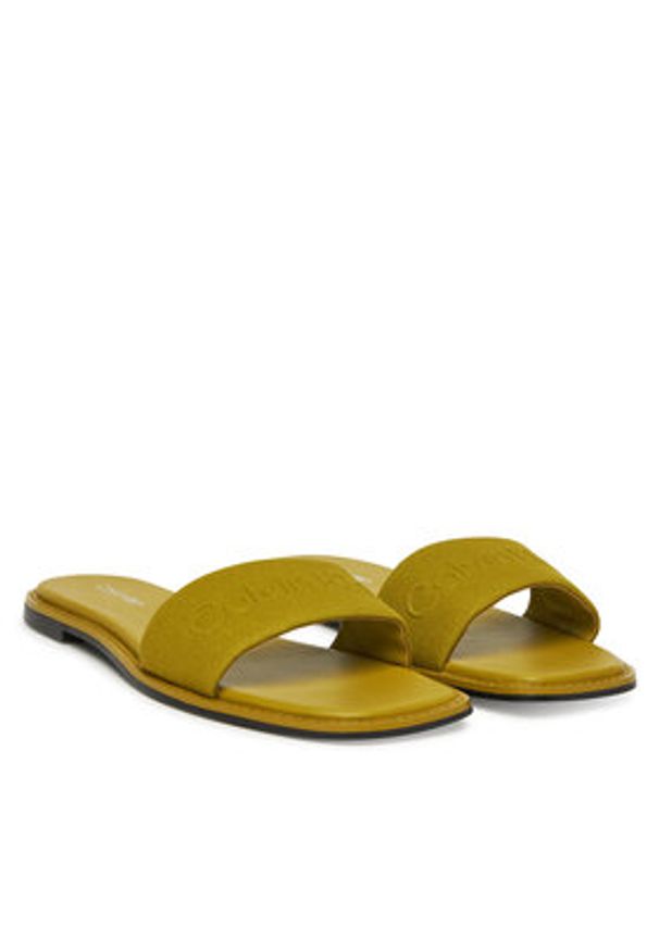 Calvin Klein Klapki Flat Slide - He HW0HW02378 Zielony. Kolor: zielony. Materiał: materiał