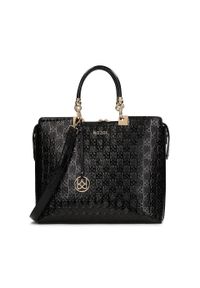 Kazar - Czarna biznesowa torebka w tłoczony wzór. Kolor: czarny. Materiał: skórzane. Styl: biznesowy #1