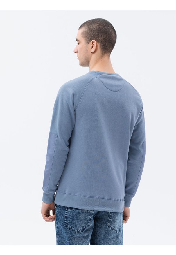 Ombre Clothing - Bluza męska bez kaptura B1151 - jasnoniebieska - XXL. Typ kołnierza: bez kaptura. Kolor: niebieski. Materiał: tkanina, dzianina, poliester, jeans, materiał, bawełna