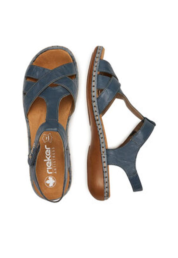 Rieker Sandały 65919-12 Niebieski. Kolor: niebieski. Materiał: skóra