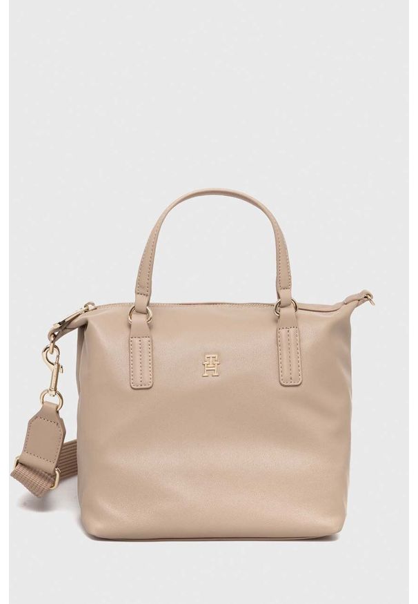 TOMMY HILFIGER - Tommy Hilfiger torebka kolor beżowy. Kolor: beżowy. Rodzaj torebki: na ramię