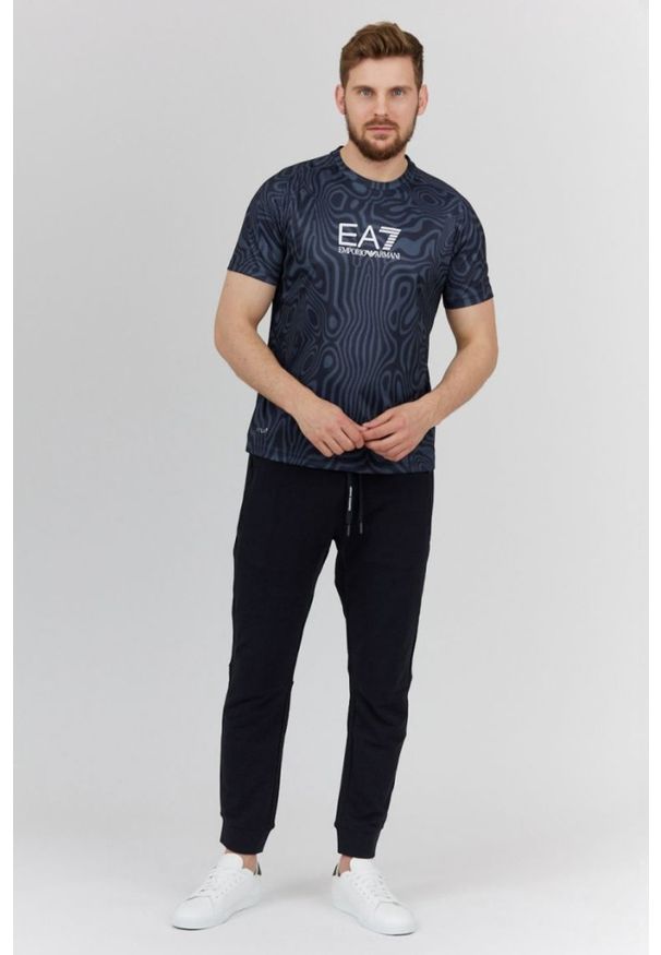 EA7 Emporio Armani - EA7 Funkcyjny t-shirt męski Ventus 7, Rozmiar S. Kolor: niebieski. Wzór: aplikacja. Styl: sportowy