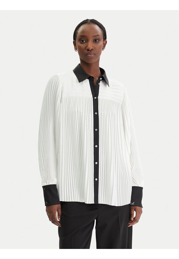 Karl Lagerfeld - KARL LAGERFELD Koszula B1W11008 Écru Regular Fit. Typ kołnierza: dekolt w karo. Materiał: syntetyk