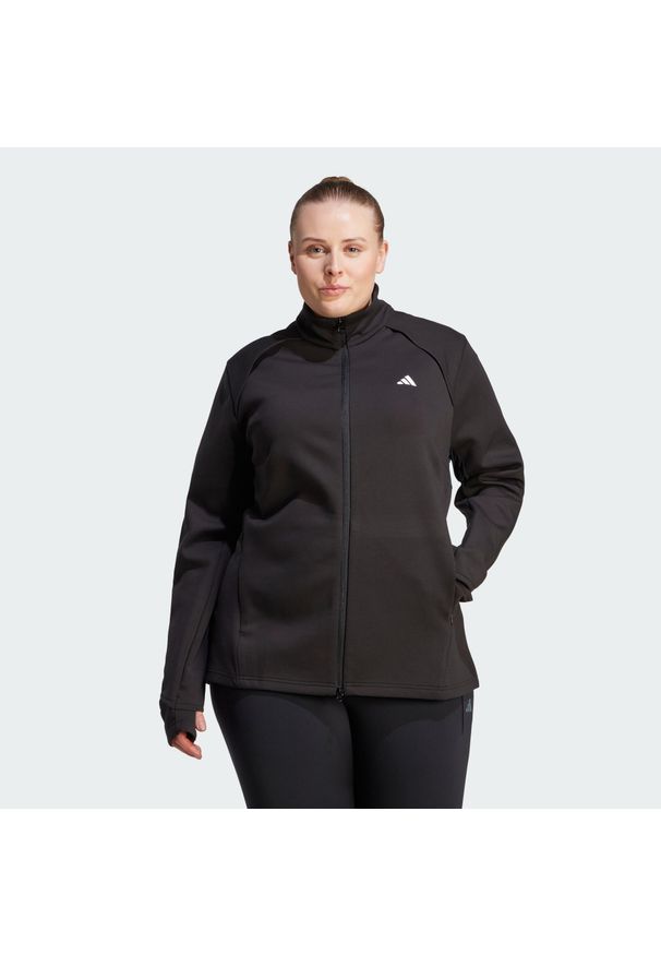 Adidas - Kurtka Training (Plus Size). Kolekcja: plus size. Kolor: czarny. Materiał: materiał