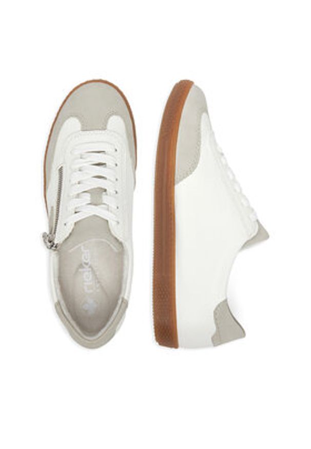 Rieker Sneakersy L9700-80 Biały. Kolor: biały. Materiał: skóra