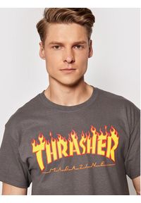 Thrasher T-Shirt Flame Szary Regular Fit. Kolor: szary. Materiał: bawełna #4