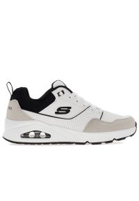 skechers - Buty Skechers Uno Retro One 183020WBK - białe. Kolor: biały. Materiał: guma, jeans, skóra, syntetyk, dresówka, materiał, zamsz. Szerokość cholewki: normalna. Model: Skechers Sport. Sport: turystyka piesza