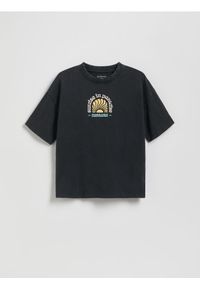 Reserved - Bawełniany t-shirt oversize - czarny. Kolor: czarny. Materiał: bawełna