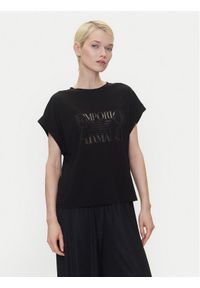 Emporio Armani T-Shirt EW000616 AF12187 UC001 Czarny Loose Fit. Kolor: czarny. Materiał: wiskoza