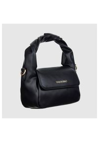 Valentino by Mario Valentino - VALENTINO Czarna mała gładka torebka ze skręconą rączką lemonade satchel. Kolor: czarny. Wzór: gładki. Styl: elegancki #3