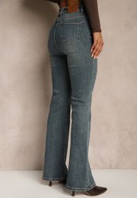 Renee - Niebieskie Jeansy High Waist o Kroju Dzwonów Feseara. Okazja: na co dzień. Stan: podwyższony. Kolor: niebieski. Styl: retro, casual