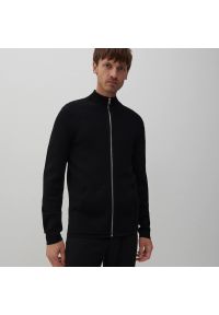 Reserved - Rozpinany sweter ze stójką - Czarny. Typ kołnierza: kołnierzyk stójkowy. Kolor: czarny #1