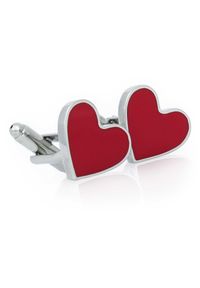 Modini - Spinki do mankietów czerwona serca / serduszka A217. Kolor: czerwony #1
