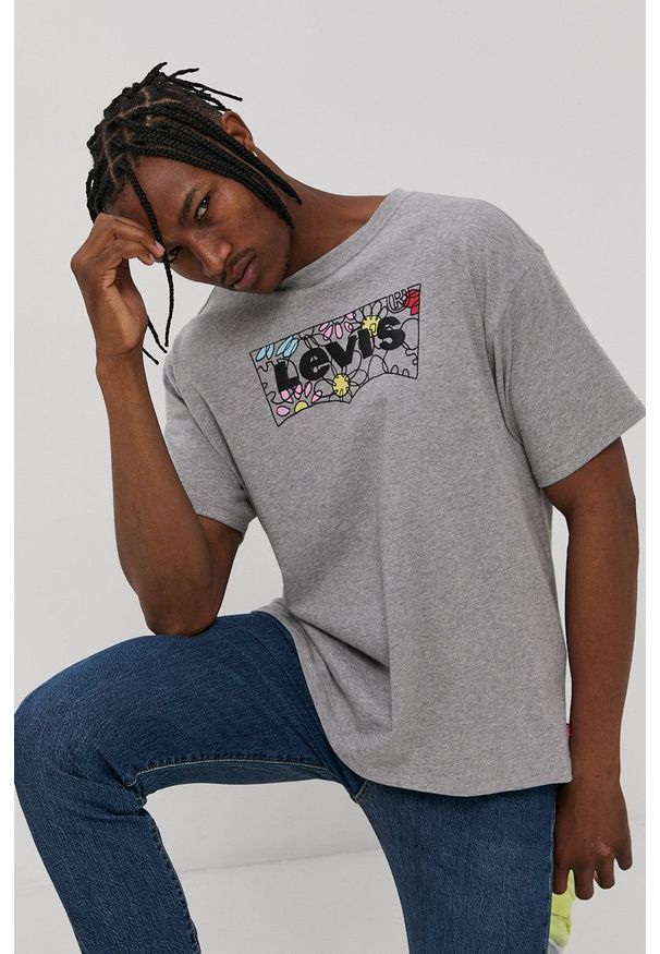 Levi's® - Levi's - T-shirt. Okazja: na co dzień, na spotkanie biznesowe. Kolor: szary. Wzór: nadruk. Styl: biznesowy, casual