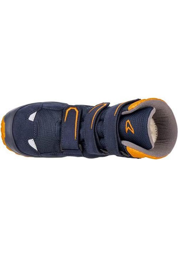 Buty trekkingowe dla dzieci Lowa Milo Evo Gtx Hi Jr. Zapięcie: rzepy. Kolor: niebieski. Materiał: syntetyk, tkanina, materiał. Szerokość cholewki: normalna