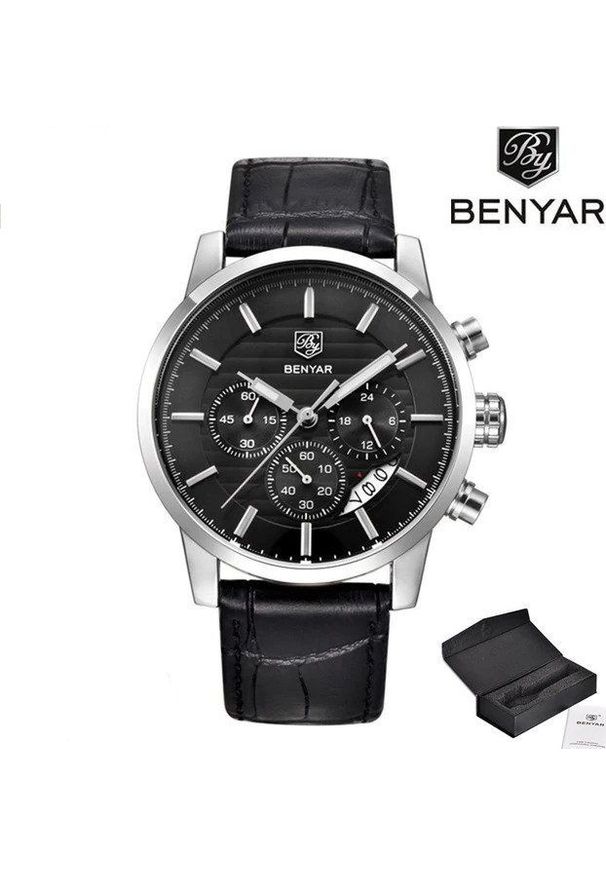Zegarek BENYAR Royal srebrny czarny (BY5104). Kolor: czarny, srebrny, wielokolorowy