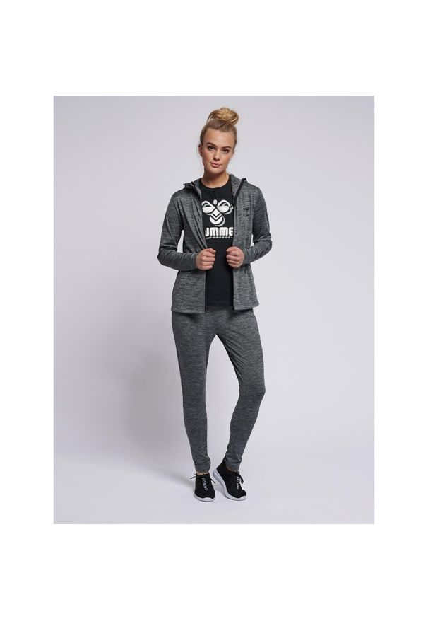 Bluza fitness damska Hummel zip Selby. Typ kołnierza: kaptur. Kolor: szary, czarny, wielokolorowy. Materiał: materiał, jersey, poliester. Sport: fitness